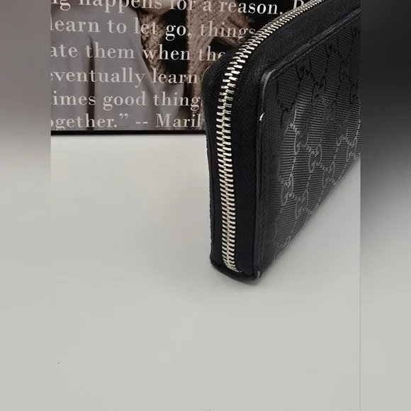 Gucci Guccissima Black GG Logo Coated Canvas Long Wallet - Picture 7 of 16